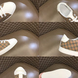 Burberry Camel Combat Boots - Side Profile View