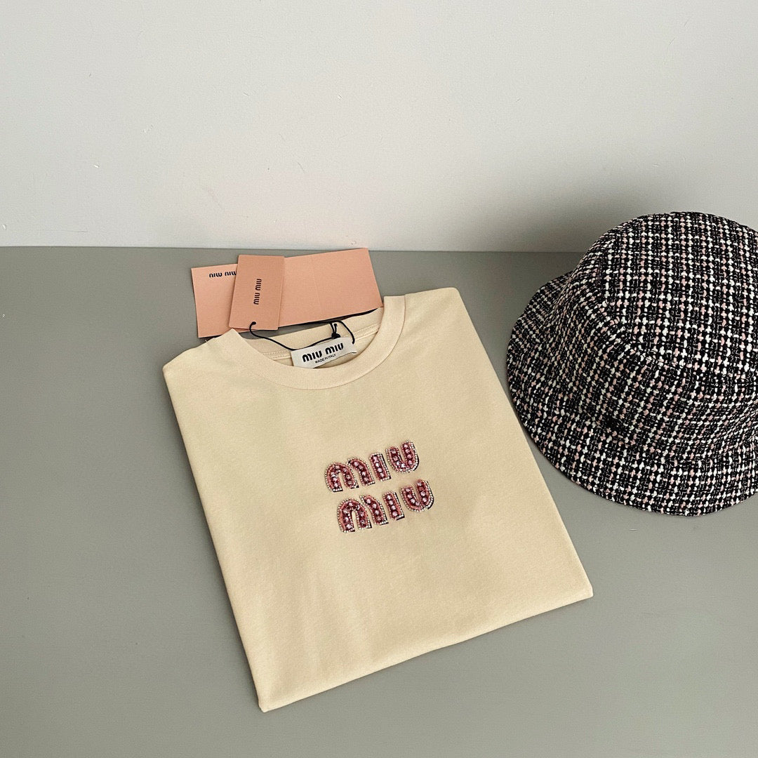 T-Shirts- Miu M T-shirt Premium Designer Cotton T-Shirt
