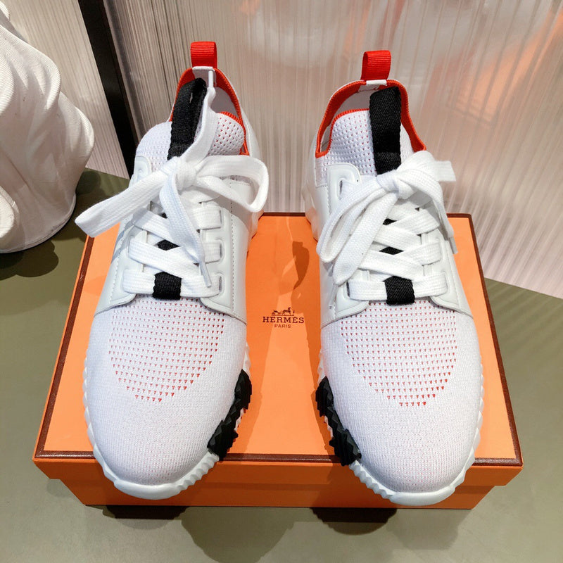 Hermès White High-Top Sneakers - Heel Detail View