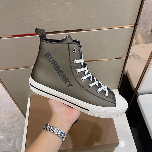 Burberry Grey Combat Boots - Front View