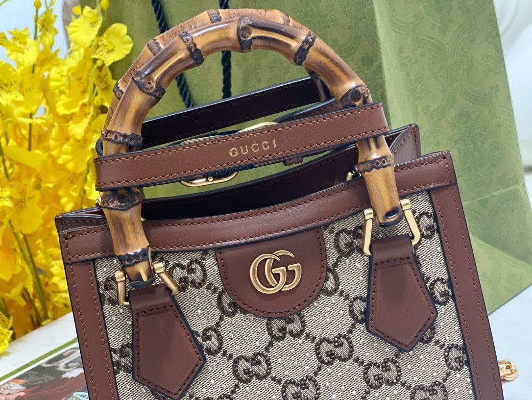 Gucci Bags- Gucci Diana Crystals Small Tote Bag Elegant Everyday Designer Handbag