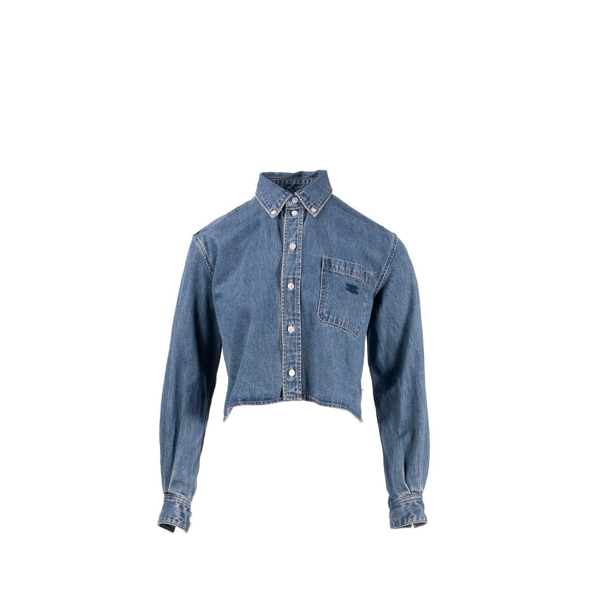 Celine Tops? Celine Size XS Cropped Shirt Cotton in Union Ocean Wash Denim Blue Elegant Everyday Designer Top