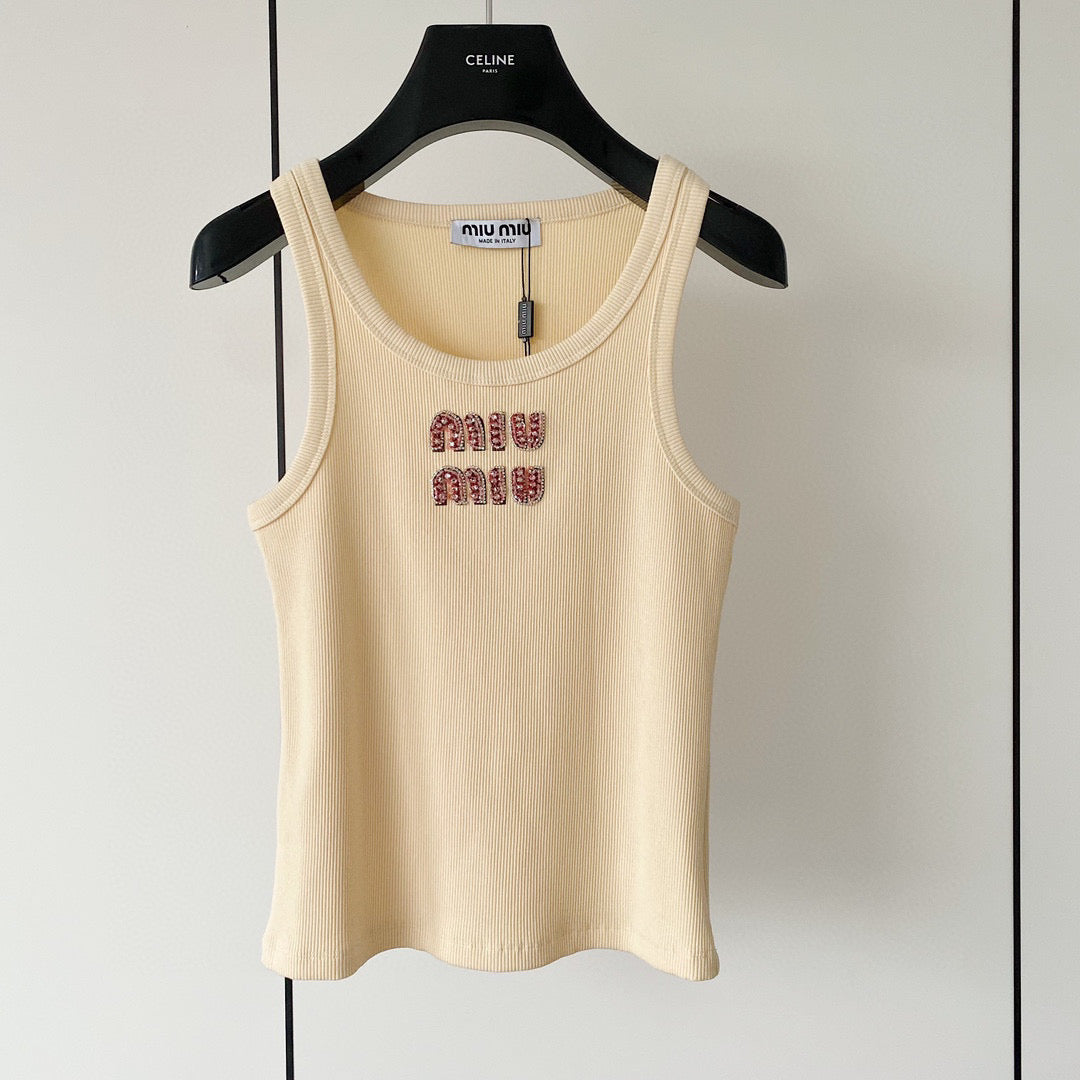 Tops- Miu M Tank Top Premium Designer Casual Top