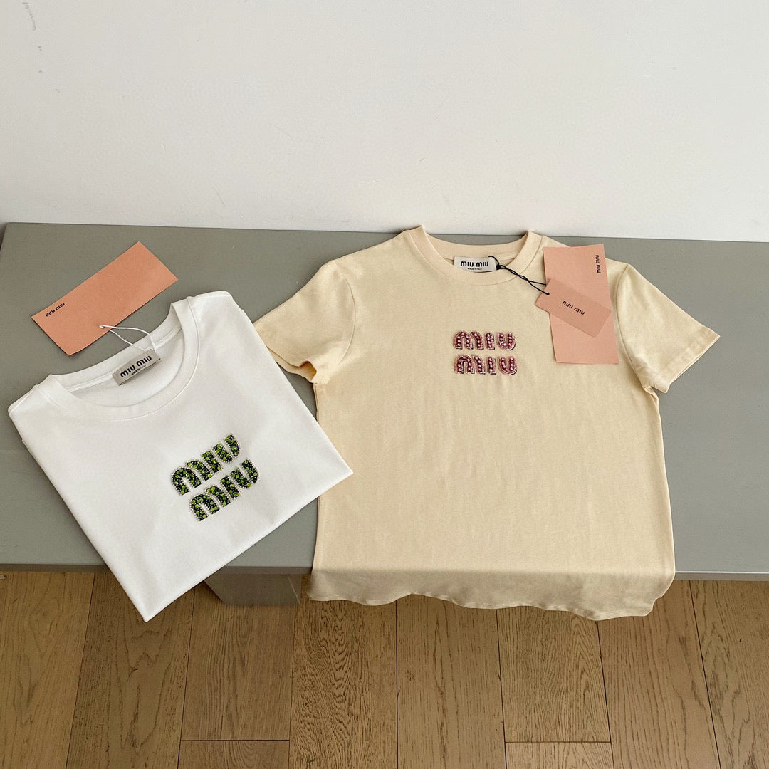 T-Shirts- Miu M T-shirt Premium Designer Cotton T-Shirt