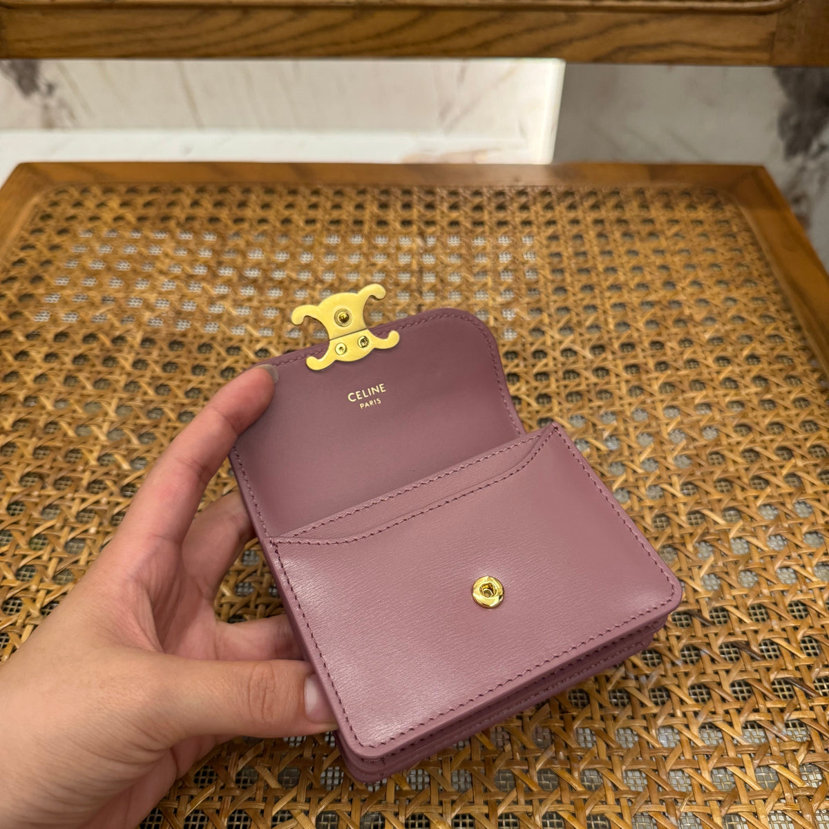 Wallets- Cel Business Card Holder Triomphe Elegant Everyday Leather Wallet