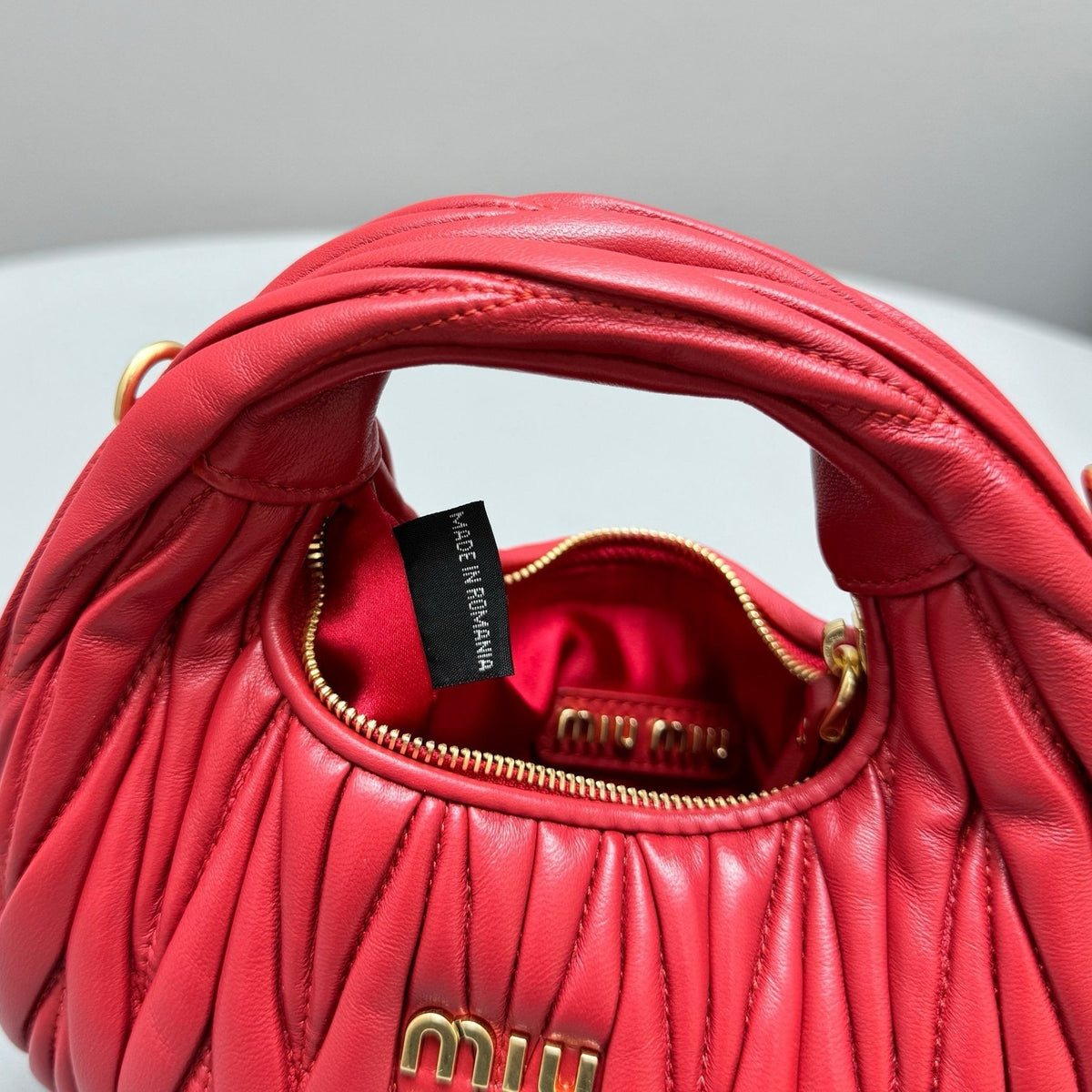 Bags- Miu M Wander Mini Hobo Bag Luxury Designer Leather Handbag