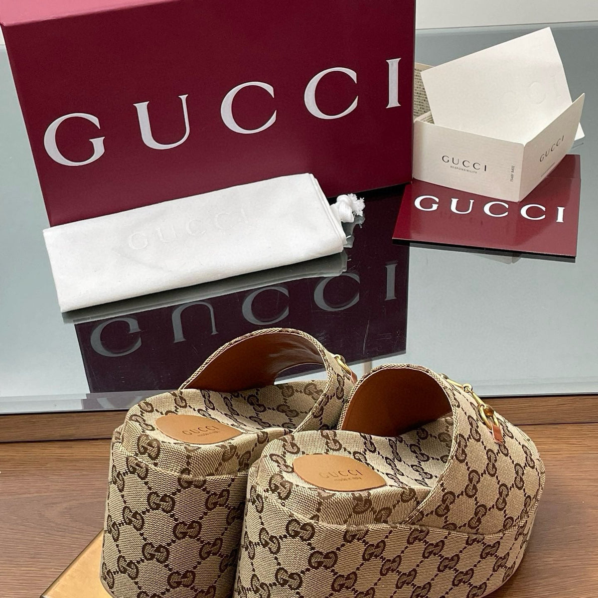 Gucci Shoes- Gucci Wedge Sandals Premium Designer Casual Shoes