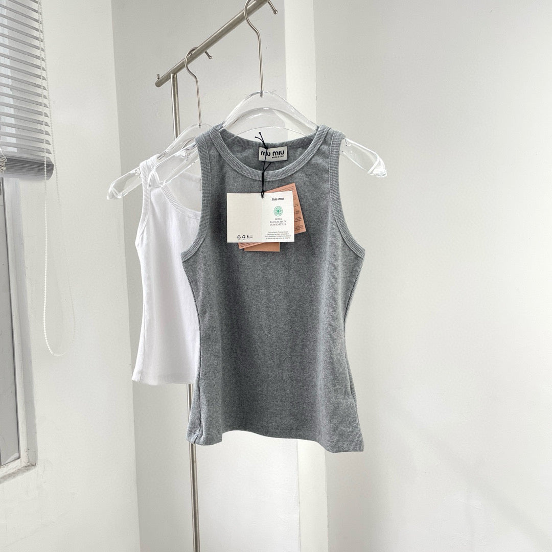 Tops- Miu M Tank Top Elegant Everyday Designer Top