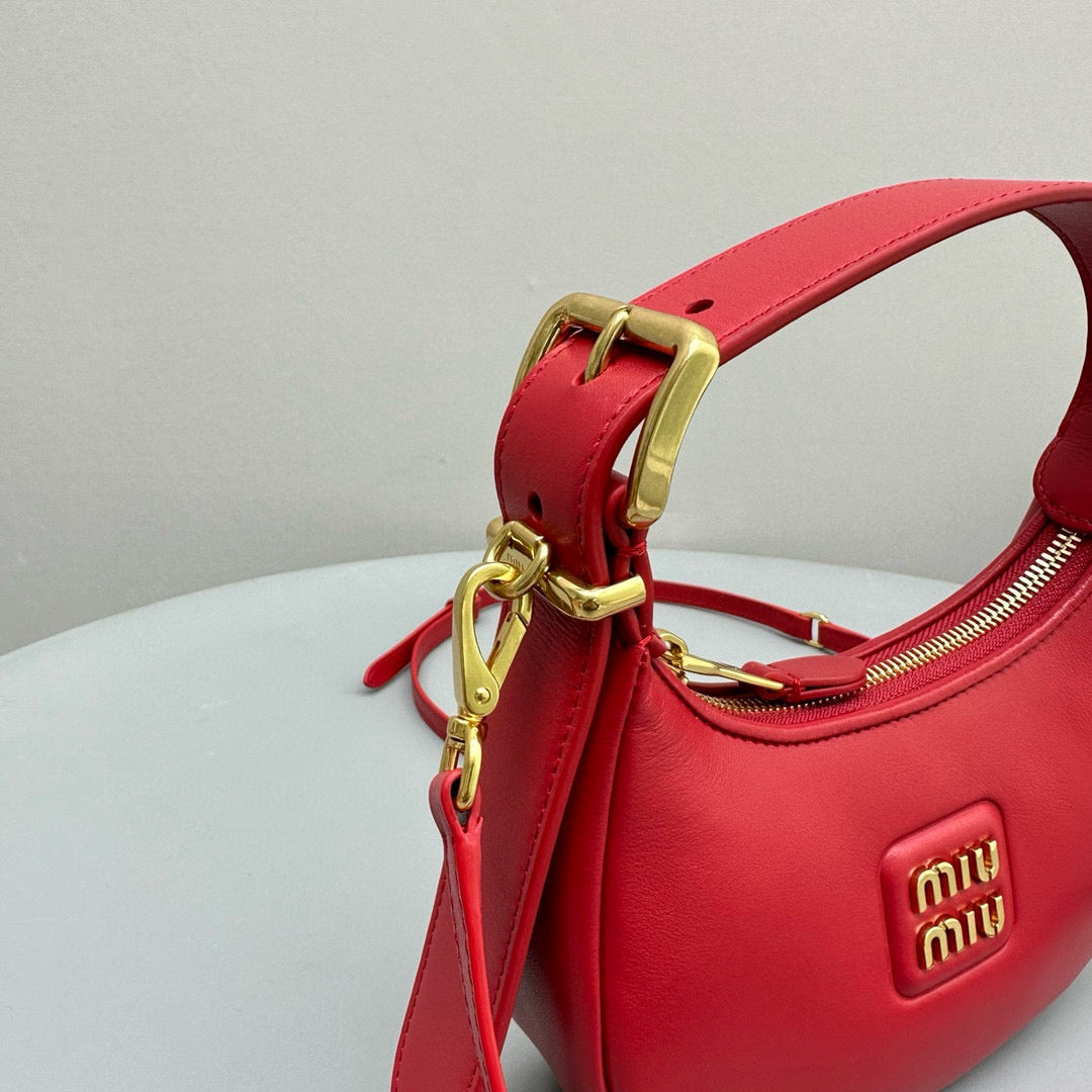 Bags- Miu M Leather Hobo Bag Luxury Designer Leather Handbag