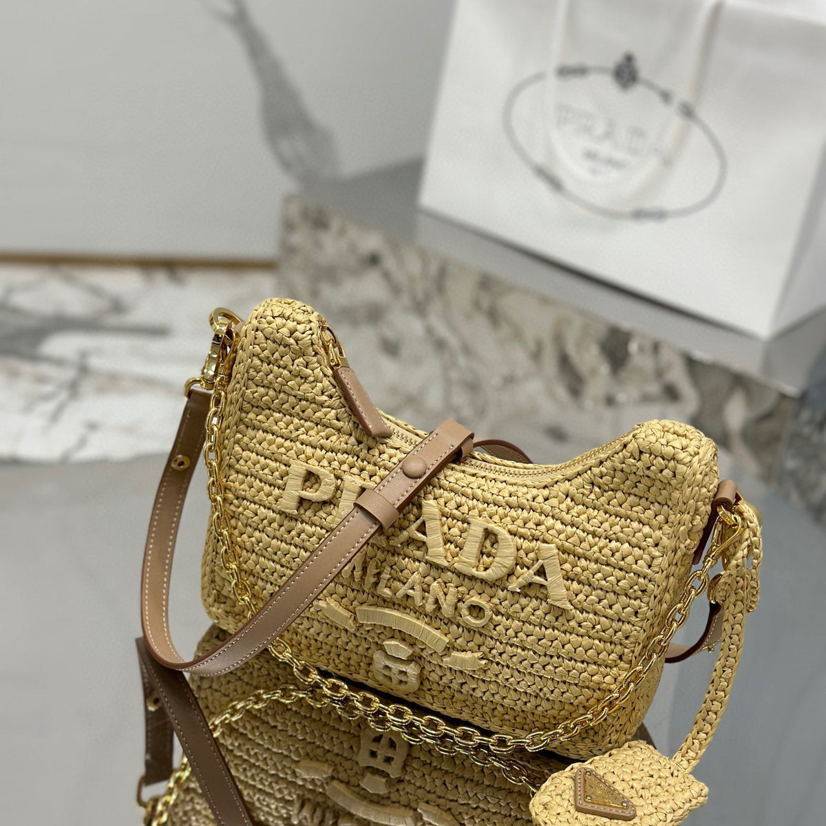 Bags- Pd Re-edition Crochet Mini Bag Luxury Designer Leather Handbag