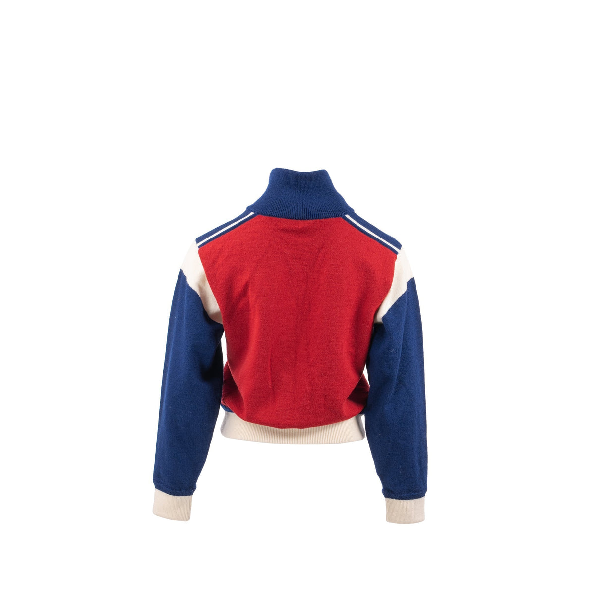 Celine Jackets? Celine Size S Triomphe Zip Jacket Wool Red Navy White Luxury Designer Outerwear Jacket