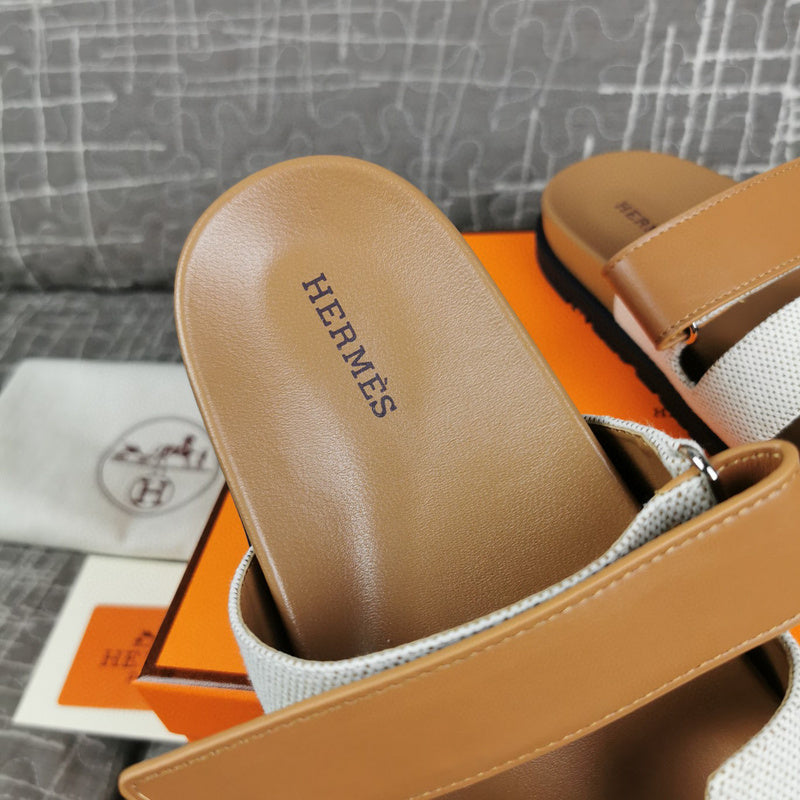 Hermès Burgundy Crisscross Strap Sandals - Lifestyle Styling Shot