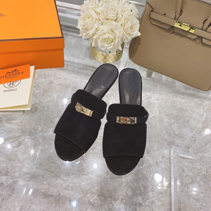 Hermès Nude Ankle Strap Heels - Angled View