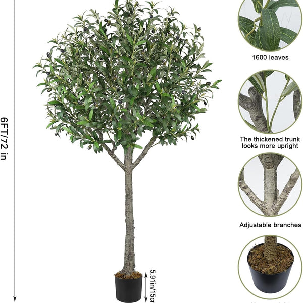 Artificial Olive Tree,6 FT Tall Faux Silk Olive Trees Indoor