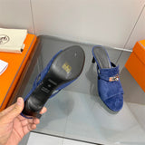 Hermès Black Bow-Detail Flats - Back View
