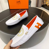 Hermès Beige Chunky Platform Sneakers - Heel Detail View
