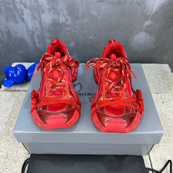 Balenciaga Red High-Top Sneakers - Side Profile View