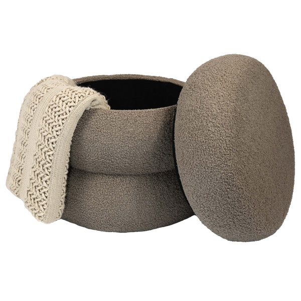 Boucle Cloud Storage Ottoman, Taupe