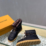Louis Vuitton Beige Combat Boots - Close-Up Texture View