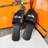 Hermès Burgundy Flat Thong Sandals - Sole Detail View