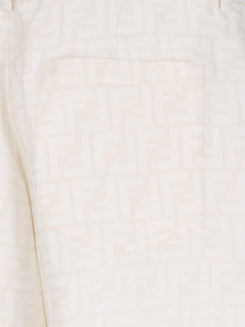 Close-up of Fendi pants hardware and fine stitching