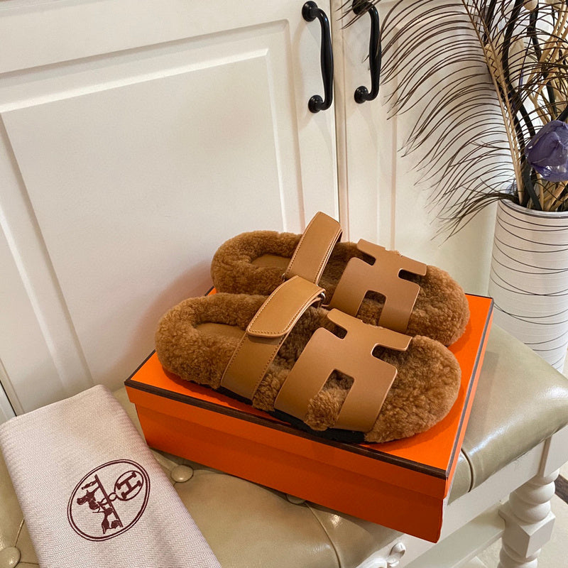 Hermès Chocolate Brown Block Heel Sandals - Close-Up Texture View