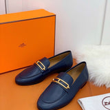Hermès Chocolate Brown Classic Ballet Flats - Side Profile View