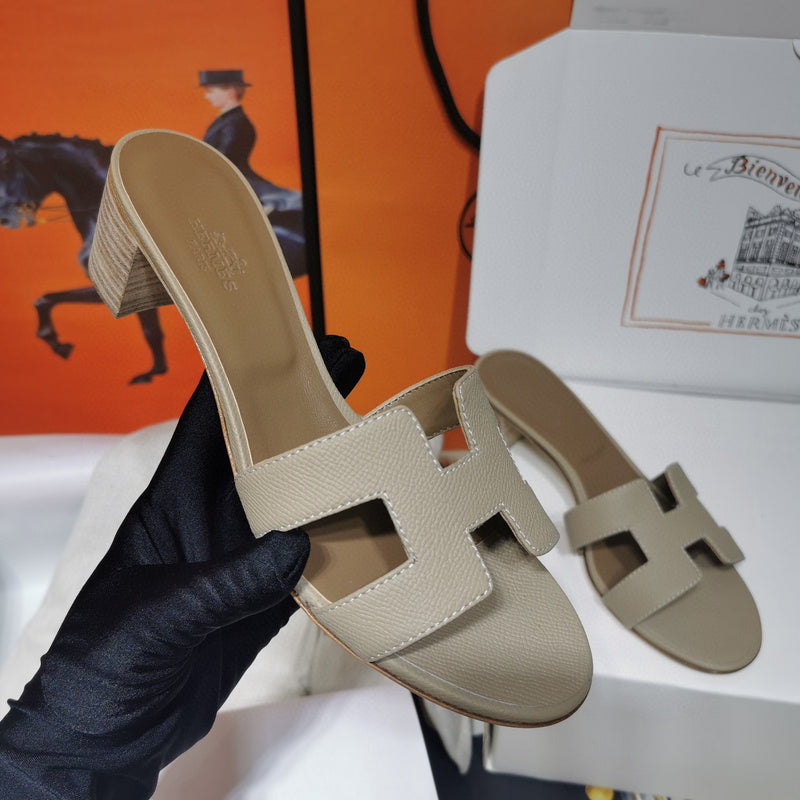 Hermès Beige Crisscross Strap Sandals - Front View