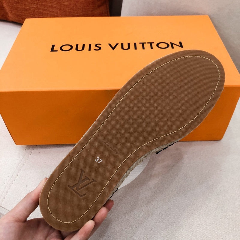 Louis Vuitton Beige Pointed-Toe Flats - Side Profile View