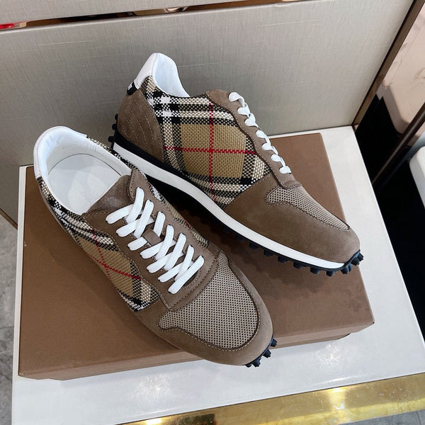 Burberry Camel Low-Top Sneakers - Angled View
