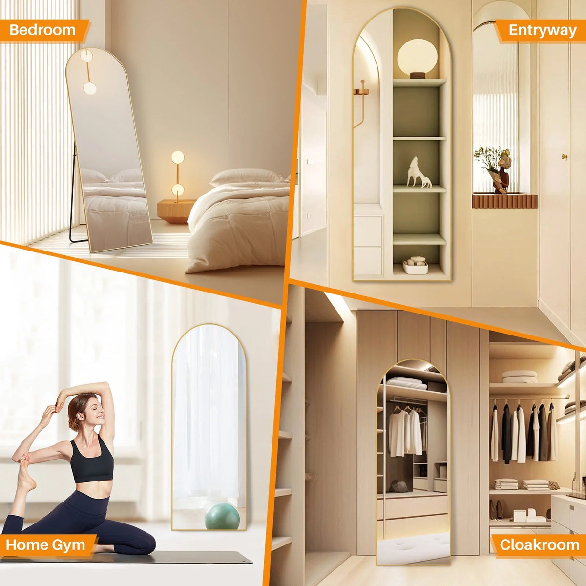 Arched Full Length Mirror with Stand