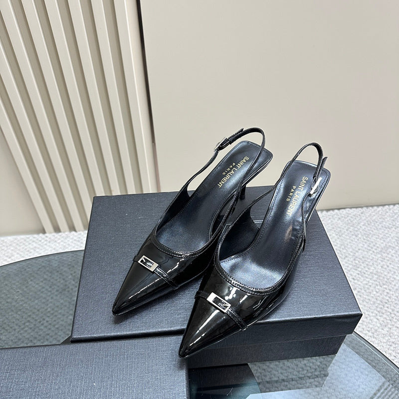 Close-up of Saint Laurent shoes craftsmanship
