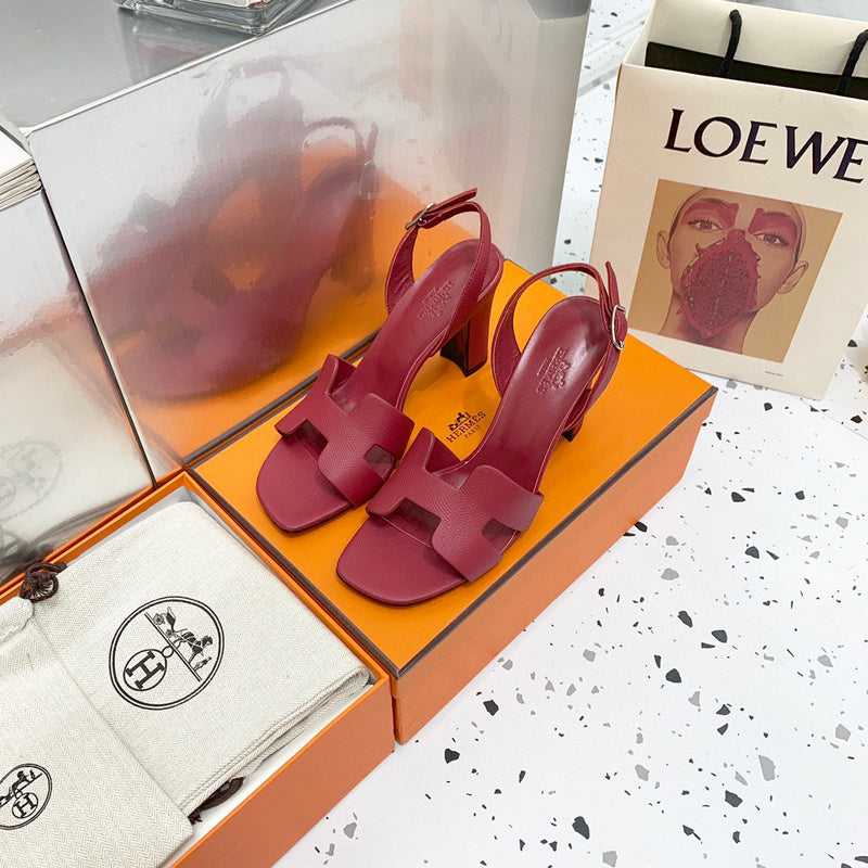 Hermès Camel Block Heel Sandals - Detail Shot of Craftsmanship