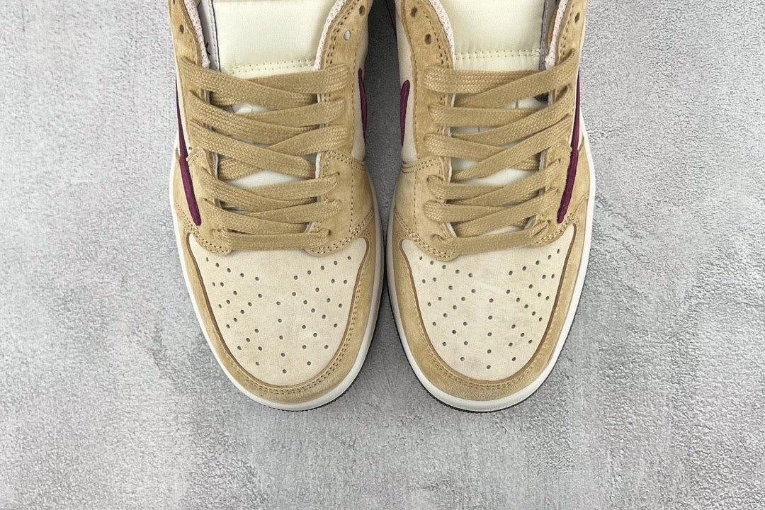 Jordan Shoes- Jordan Travis S x Jordan 1 Low Premium Designer Casual Shoes
