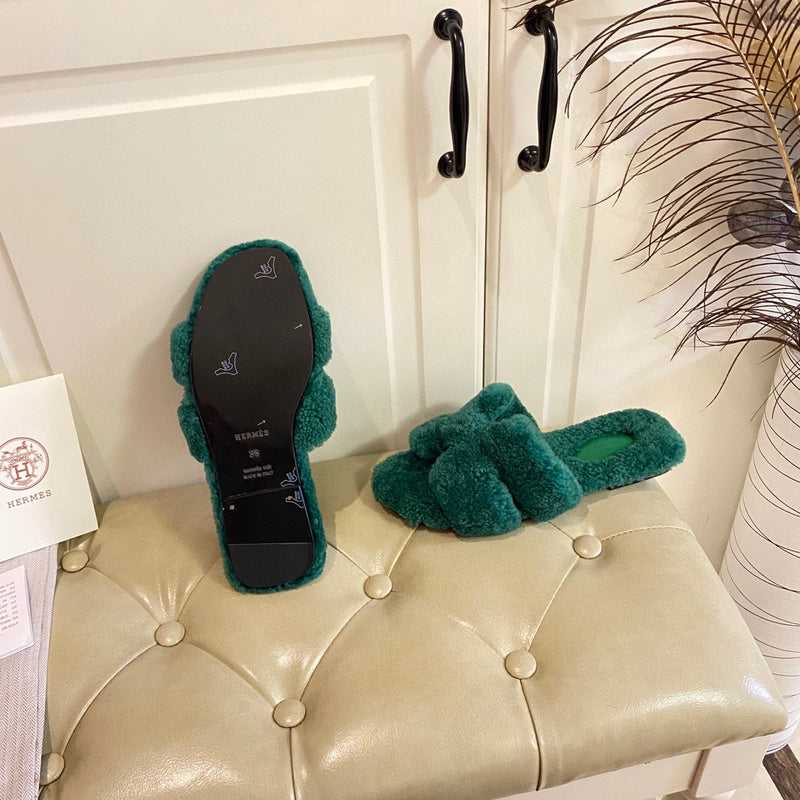 Hermès White Slide Sandals - Lifestyle Styling Shot