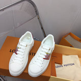 Louis Vuitton Red Block Heel Pumps - Side Profile View
