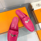 Hermès White Block Heel Sandals - Close-Up Texture View