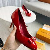 Louis Vuitton Beige Block Heel Pumps - Toe Detail View