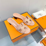 Hermès Camel Slide Sandals - Detail Shot of Craftsmanship