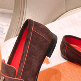 Hermès Grey Bow-Detail Flats - Full Silhouette View