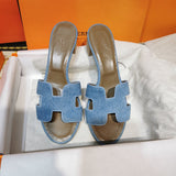 Hermes sandals Style 010 - logo and branding close-up