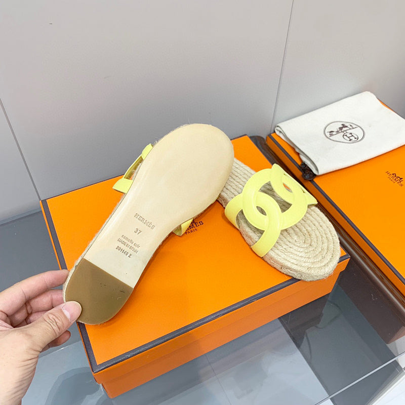 Hermès Grey Crisscross Strap Sandals - Back View