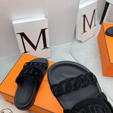 Hermès Grey Classic Ballet Flats - Angled View