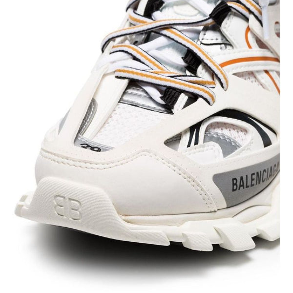 Close-up of Balenciaga sneakers hardware and fine stitching