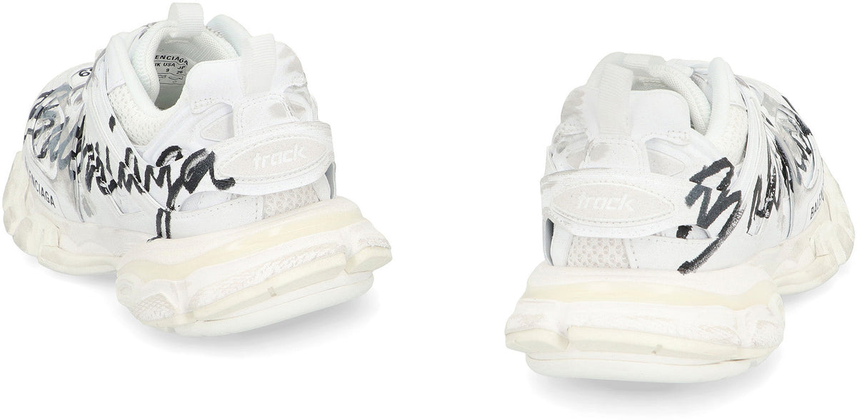 Close-up of Balenciaga sneakers hardware and fine stitching