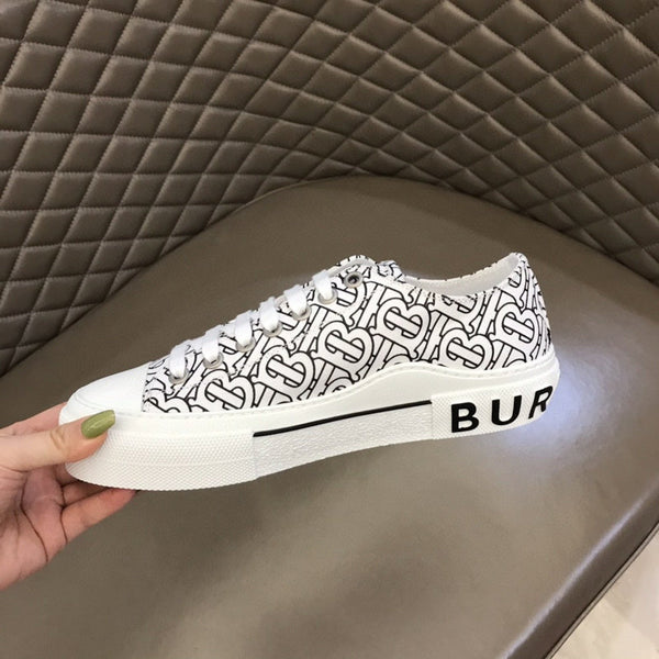 Burberry Burgundy Low-Top Sneakers - Angled View