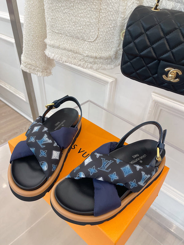 Louis Vuitton Beige Block Heel Pumps - Angled View