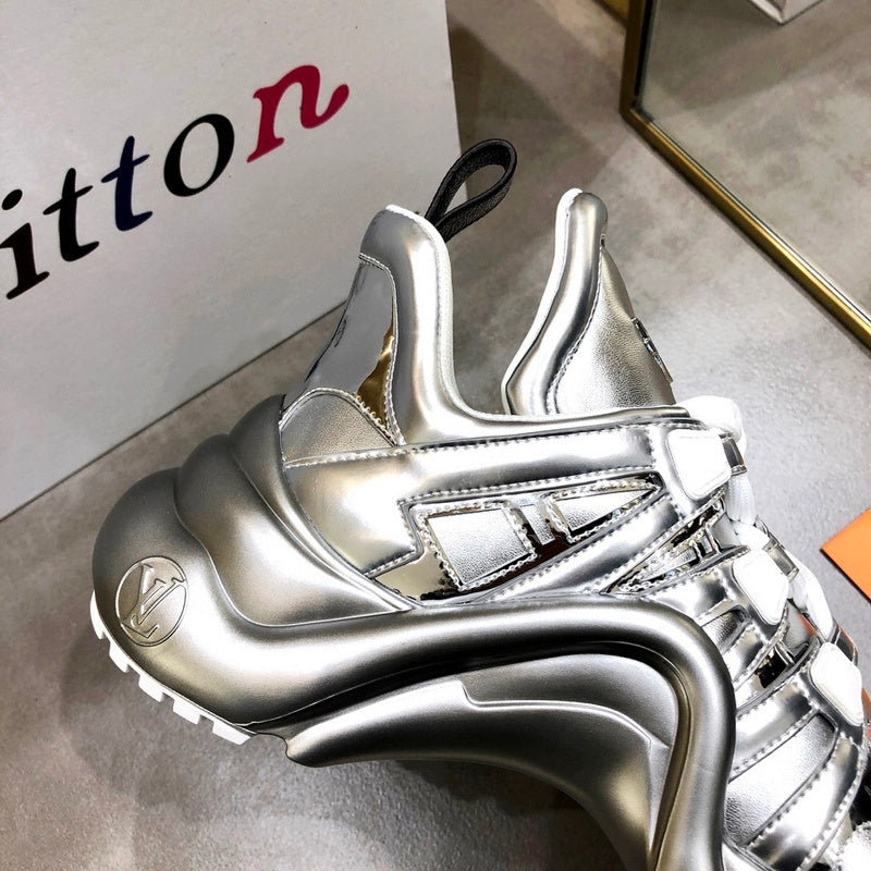 Louis Vuitton White Combat Boots - Heel Detail View