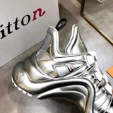 Louis Vuitton White Combat Boots - Heel Detail View