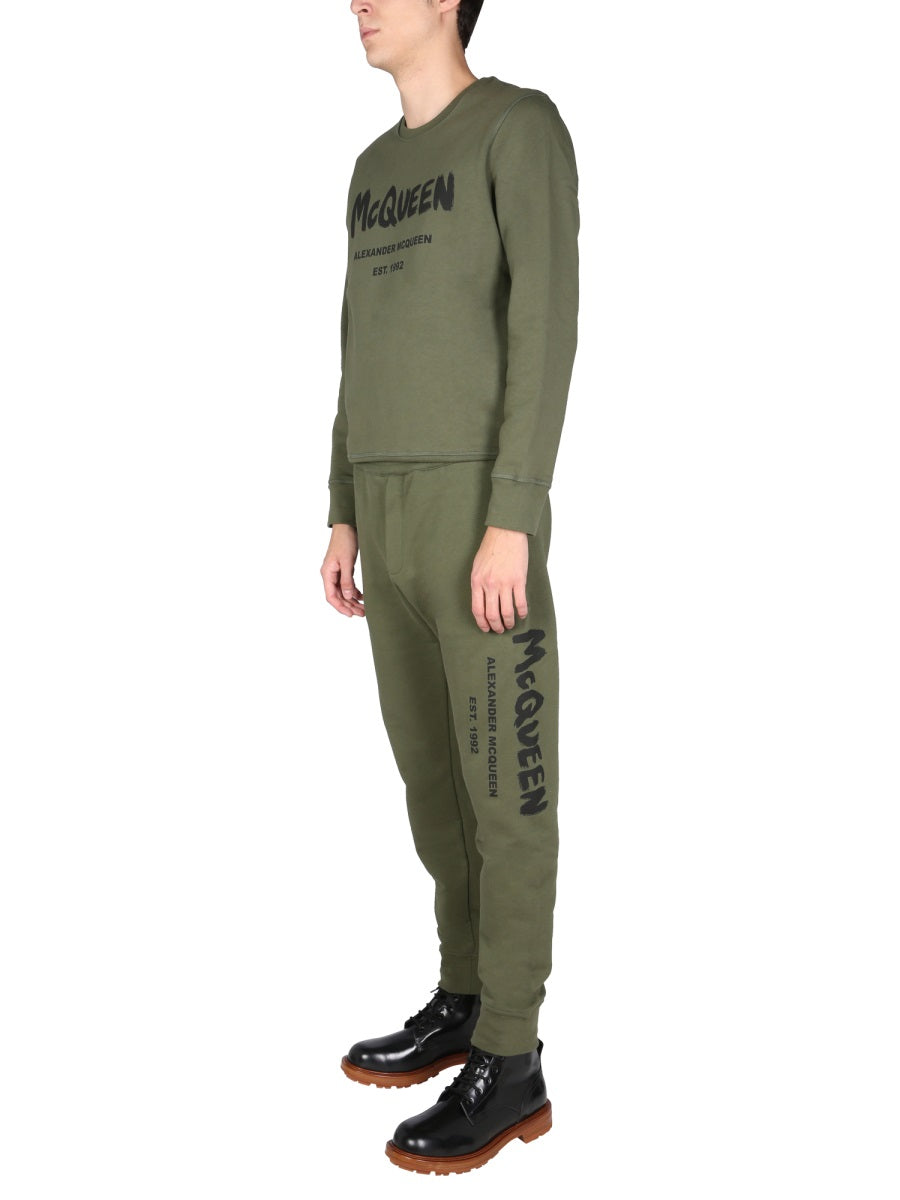 Alexander McQueen Pants? Alexander Mcqueen Men Jogging Pants With Graffiti Logo Premium Designer Casual Trousers